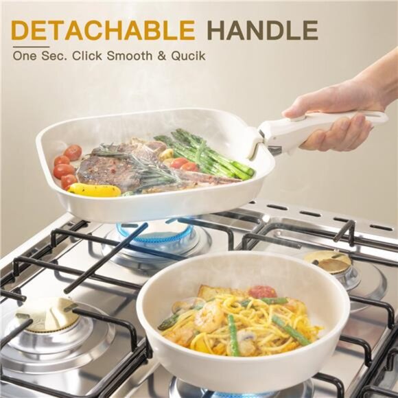 Astercook 22 Piece Pots and Pans Set Non Stick, Cookware Set with Detachable - Picture 7 of 8